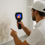 فني يستخدم جهاز حديث لكشف تسربات المياه بجدة داخل الجدران والأرضيات بدقة عالية