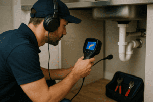 كشف تسربات المياه باستخدام أجهزة حديثة بدون تكسير لتحديد أماكن التسرب بدقة عالية